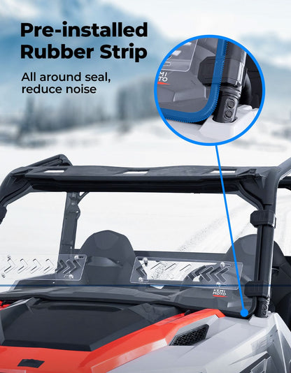 UTV 2-IN-1 Front Vented Windshield Compatible with Polaris General 1000, XP 1000, 4 1000 - Kemimoto