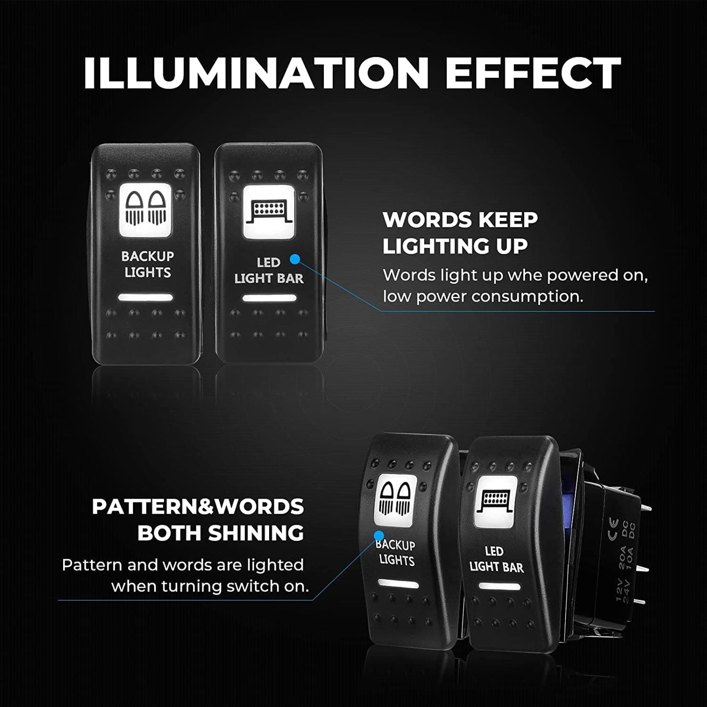 2PCS Whip Light w/RF, APP Control & Flag mount & 12V Switch On-off - Kemimoto