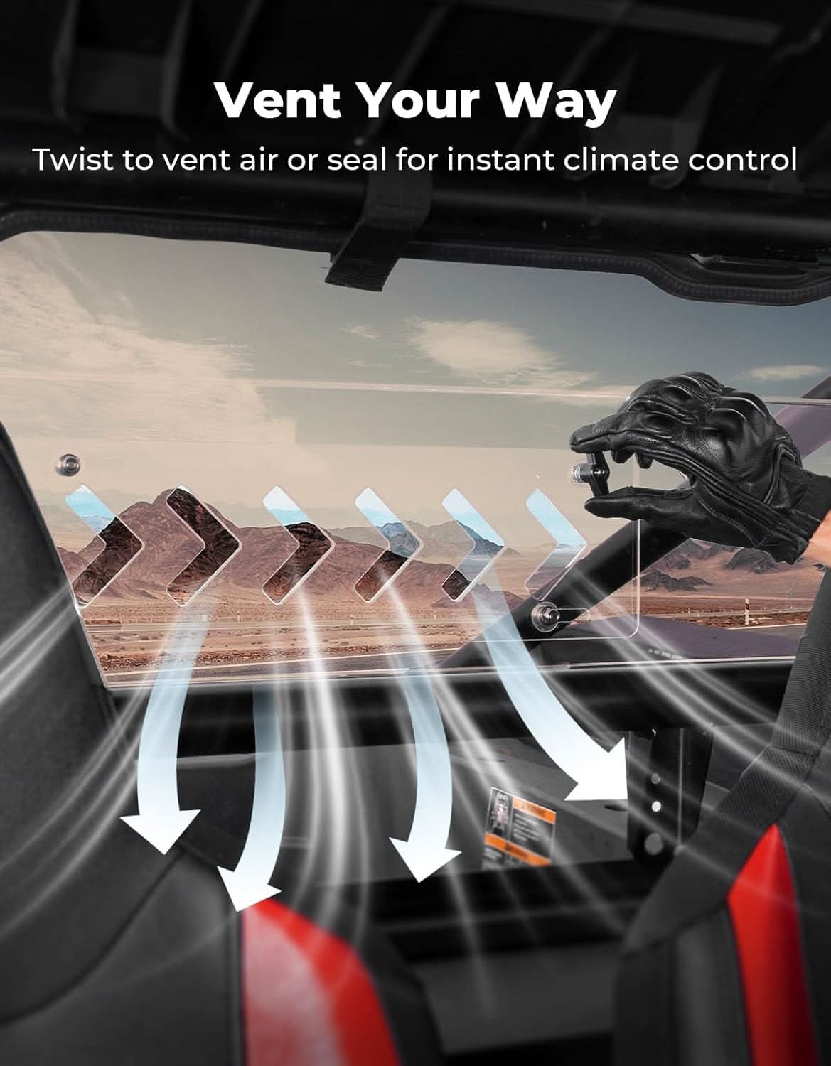 UTV Sliding Vented Tinted Rear Windshield for 2024+ Polaris RZR XP 1000 / RZR XP4 1000 - Kemimoto