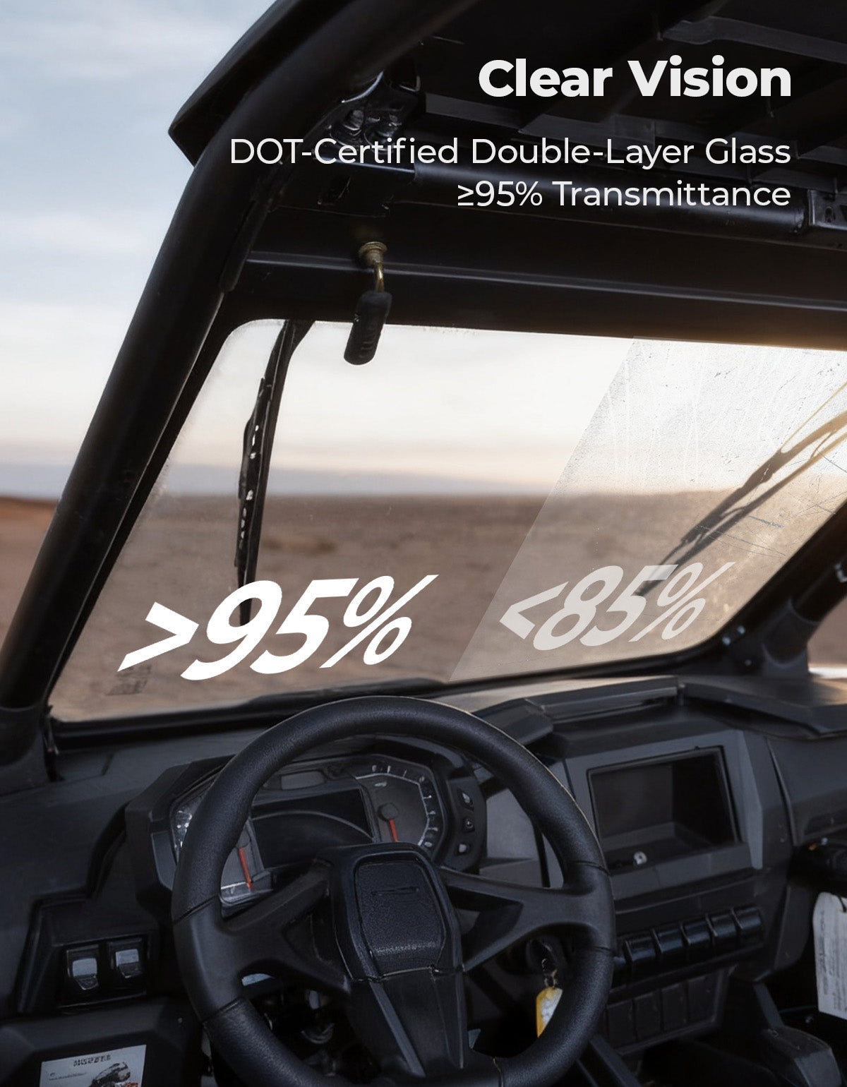 PRO XP Glass Windshield with 2 Manual Wipers for Polaris RZR PRO XP/XP4/PRO S/S4 (2025-2026) - Kemimoto