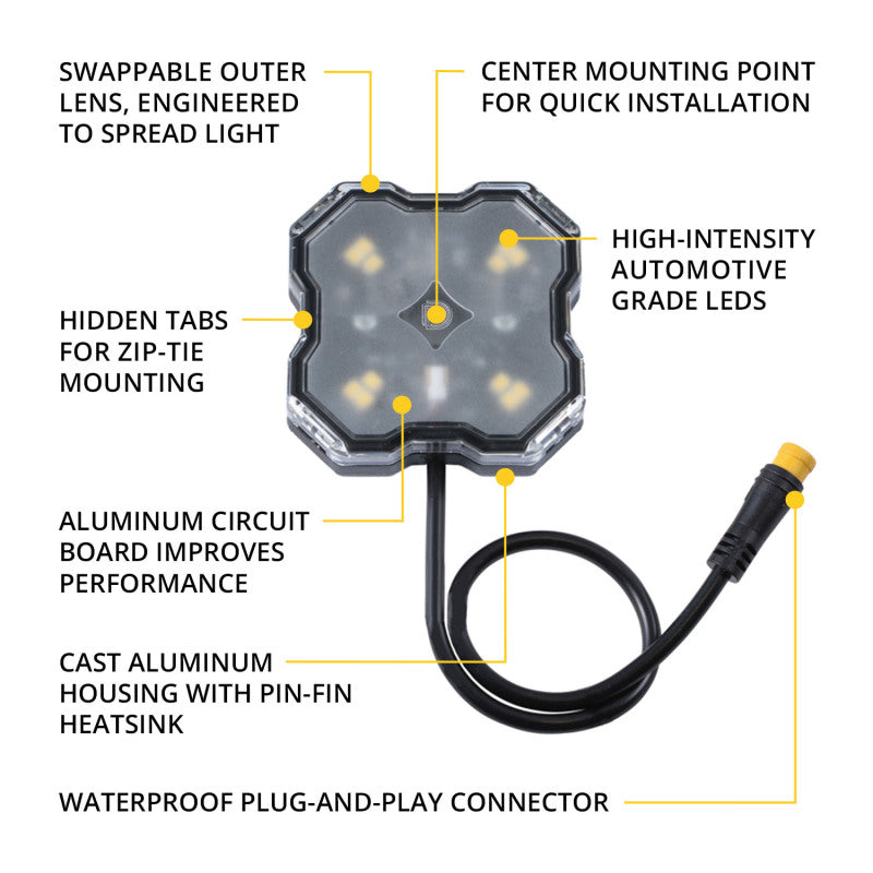Diode Dynamics Stage Series SXS Rock Light Installer Kit - White Diffused M8 (8-pack)