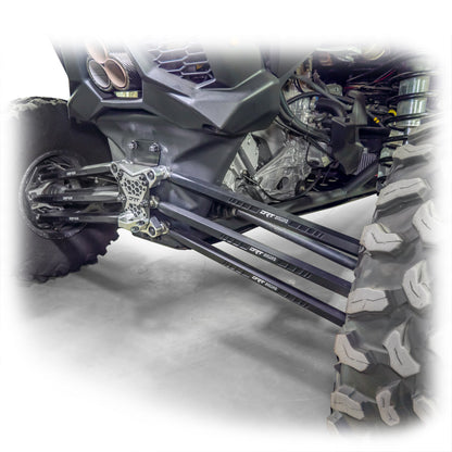 DRT Can-Am Maverick X3 2017+ Billet Aluminum 3-PC Radius Rod Plate Kit Full rear view