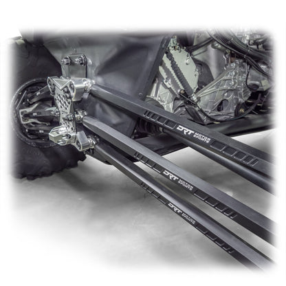 DRT Can-Am Maverick X3 2017+ Billet Aluminum 3-PC Radius Rod Plate Kit Full rear view from an angle