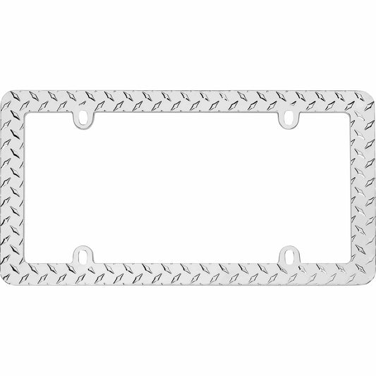 Diamond Plate License Plate Frame, Chrome