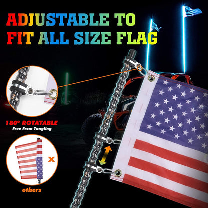 2PCS UTV Spiral Whip Lights with Spring Bases - Kemimoto