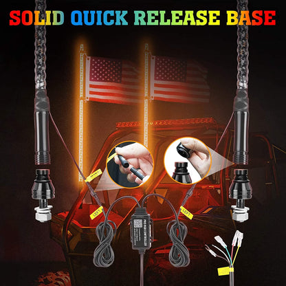 4-8 Pods RGB Rock Light Kit & Spiral Whip Lights for UTV ATV Jeep - Kemimoto