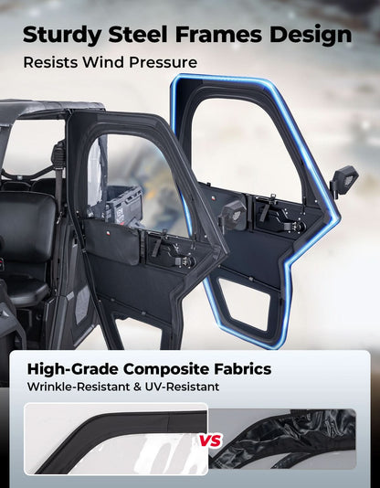 UTV Framed Doors for Can-Am Defender Max HD 7/8/9/10 â€?Full Enclosure Kit, 2022â€?024 - Kemimoto