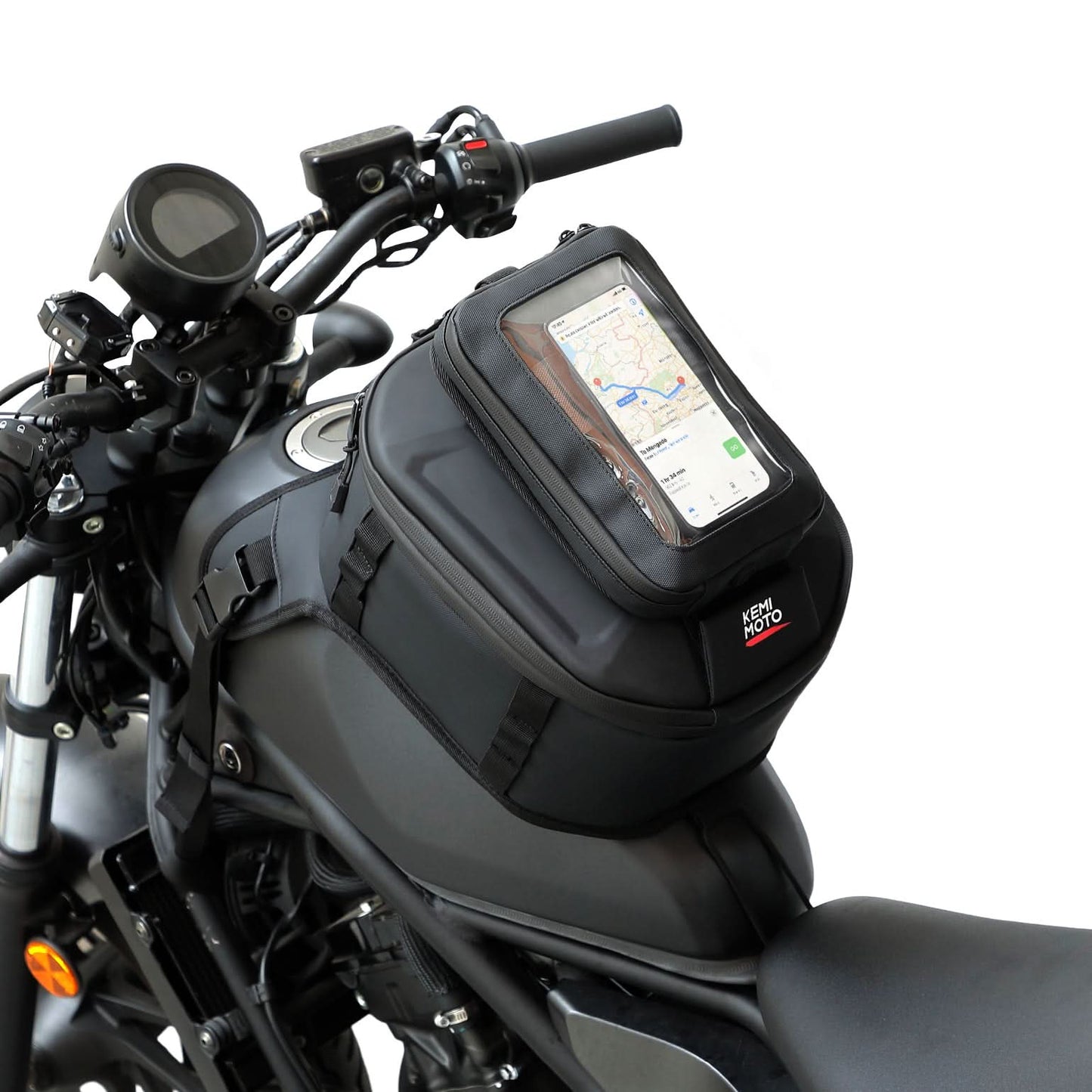Motorcycle Tank Bag 13-16L Waterproof Hard Shell with Phone Holder - Kemimoto