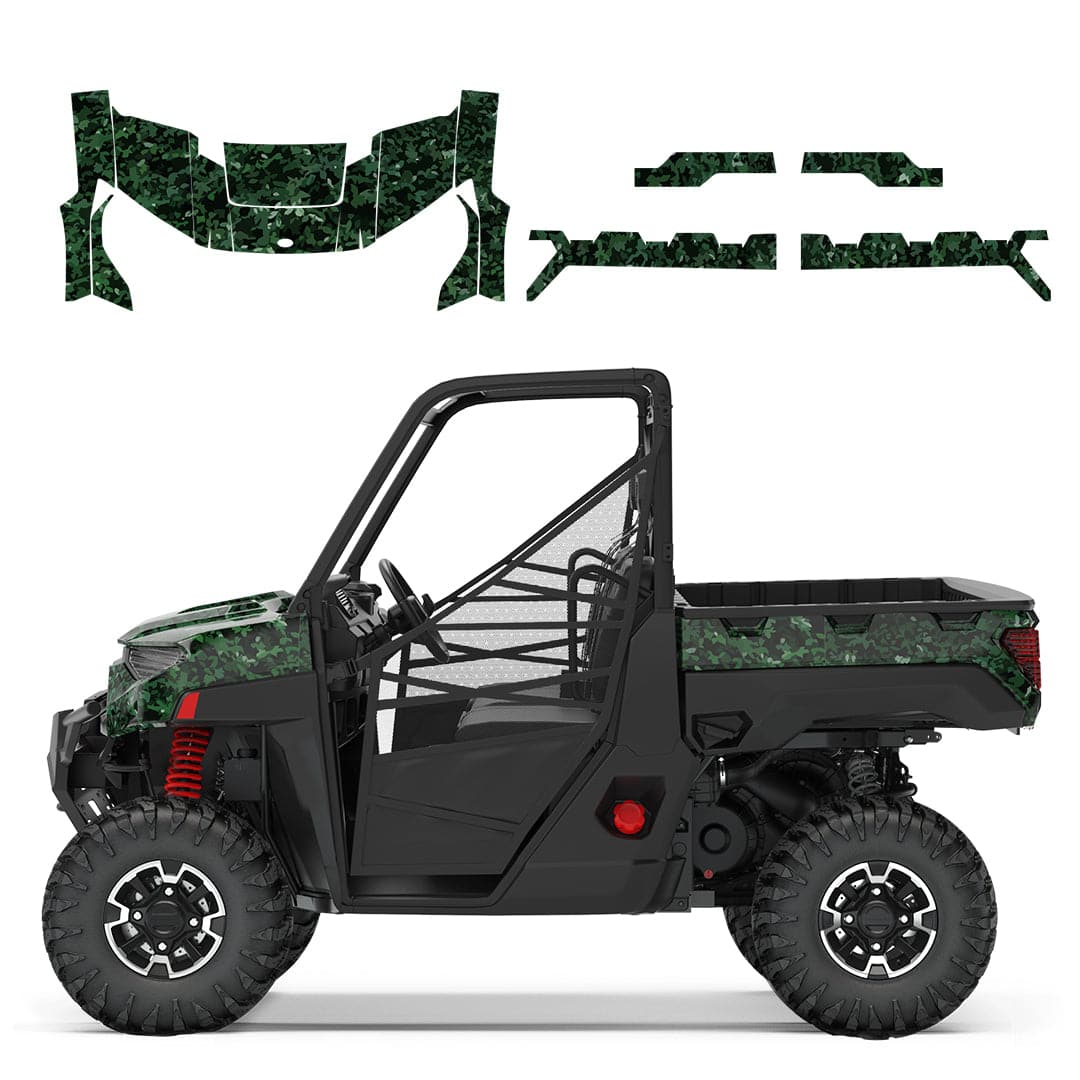 Polaris Ranger 1000 XP UTV Camo Wraps Graphics Kit (Dark Green) - Kemimoto