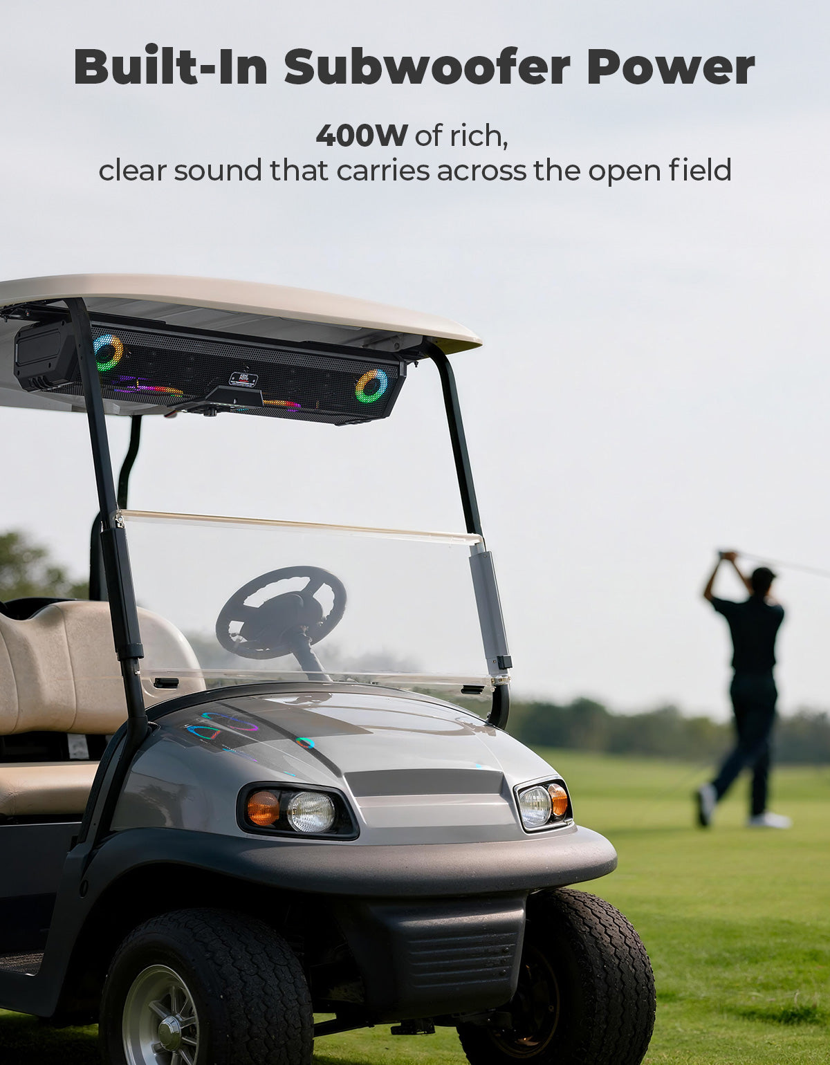 Midnight 90 Roof 34" Golf Cart Bluetooth Sound Bar RGB Lights 400W Waterproof Speaker - Kemimoto