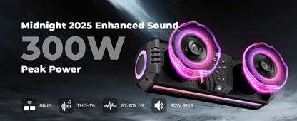 Midnight 40 16" Bluetooth Sound Bar â€?026 Compact RGB UTV Speaker for Golf Cart, ATV, Polaris RZR