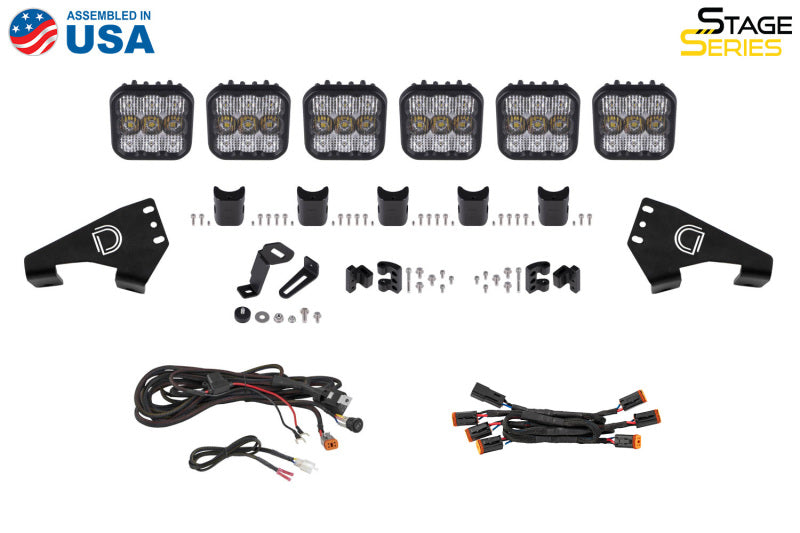 Diode Dynamics 20-Present Polaris RZR SS5 Sport CrossLink Roof - Yellow Combo Lightbar Kit