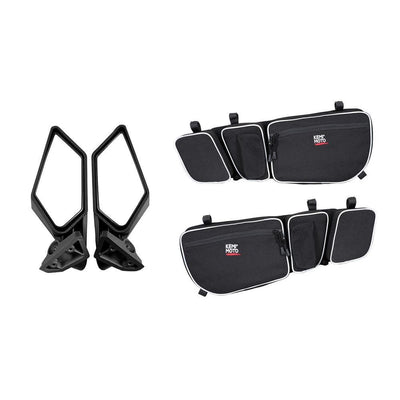 Rear View Side Mirrors & Door Strorage Bags for Can Am Maverick X3