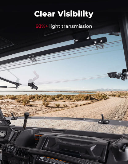 3-in-1 Flip Scratch-Resistant Windshield for Can-Am Defender & Defender Max HD5/HD8/HD10 - Kemimoto