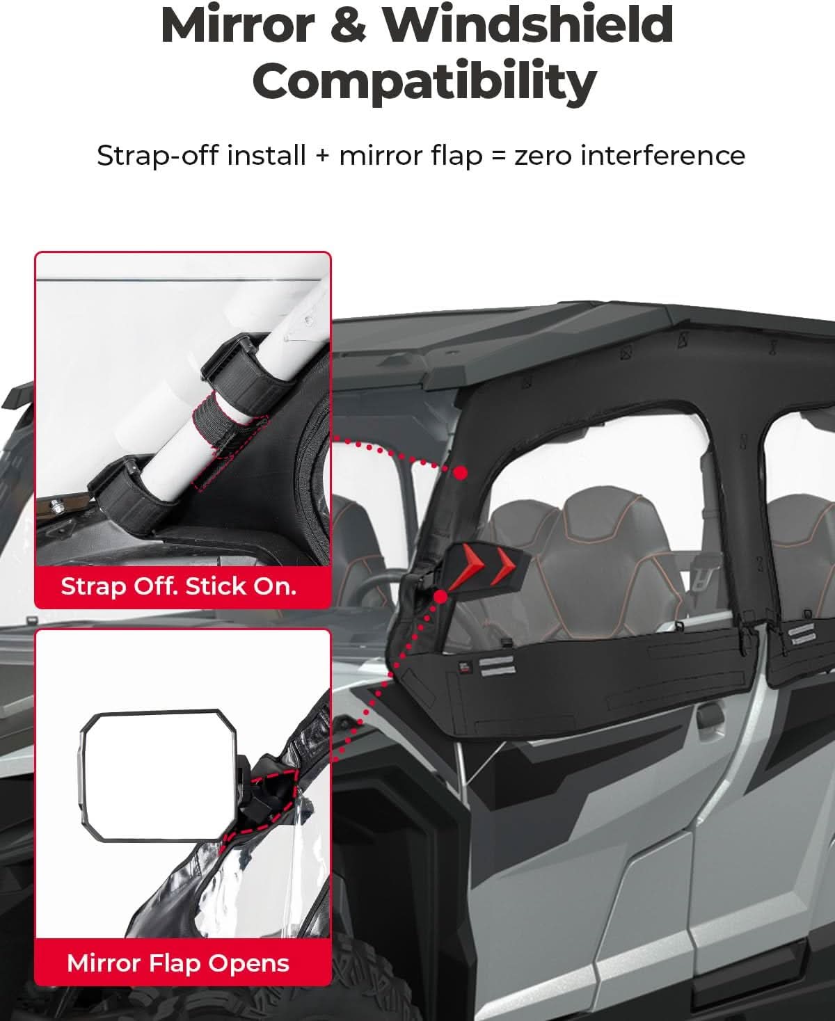 Upgraded Soft Upper Doors for Polaris General 4 1000 / XP 4 1000 - Kemimoto