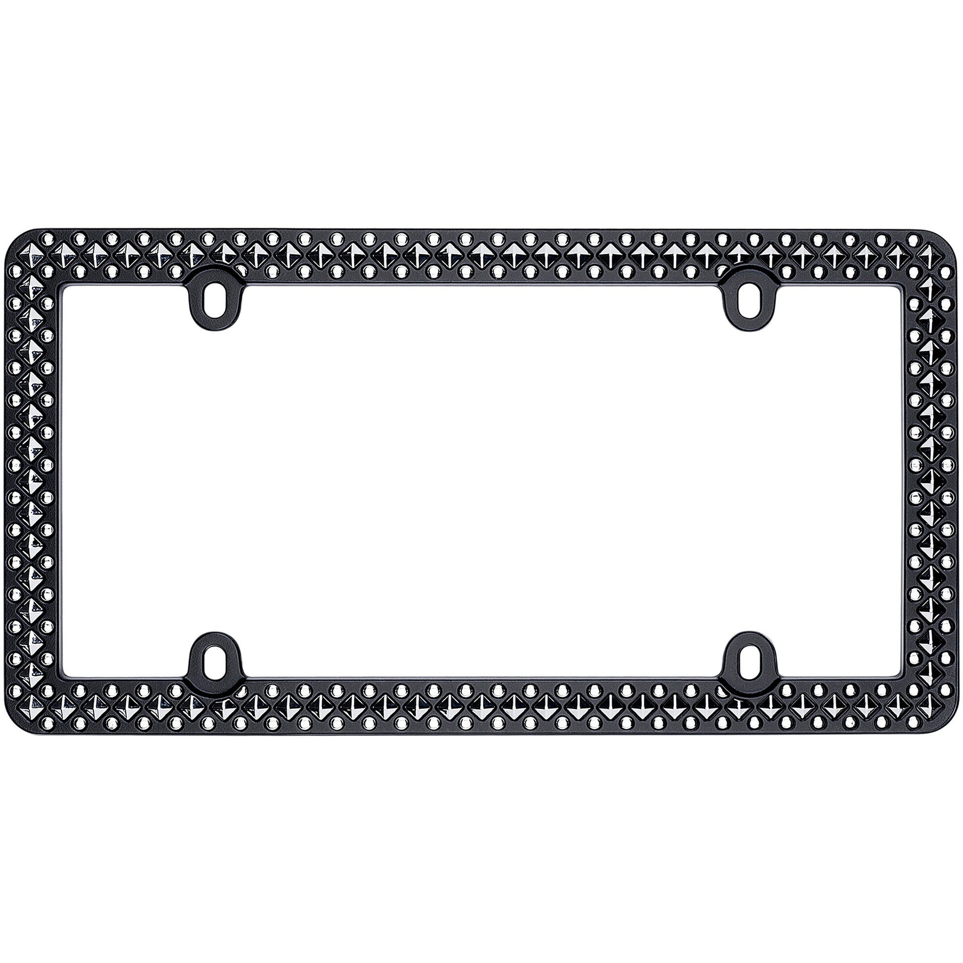 Defender License Plate Frame, Matte Black/Chrome