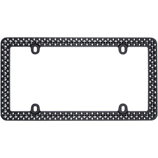 Defender License Plate Frame, Matte Black/Chrome