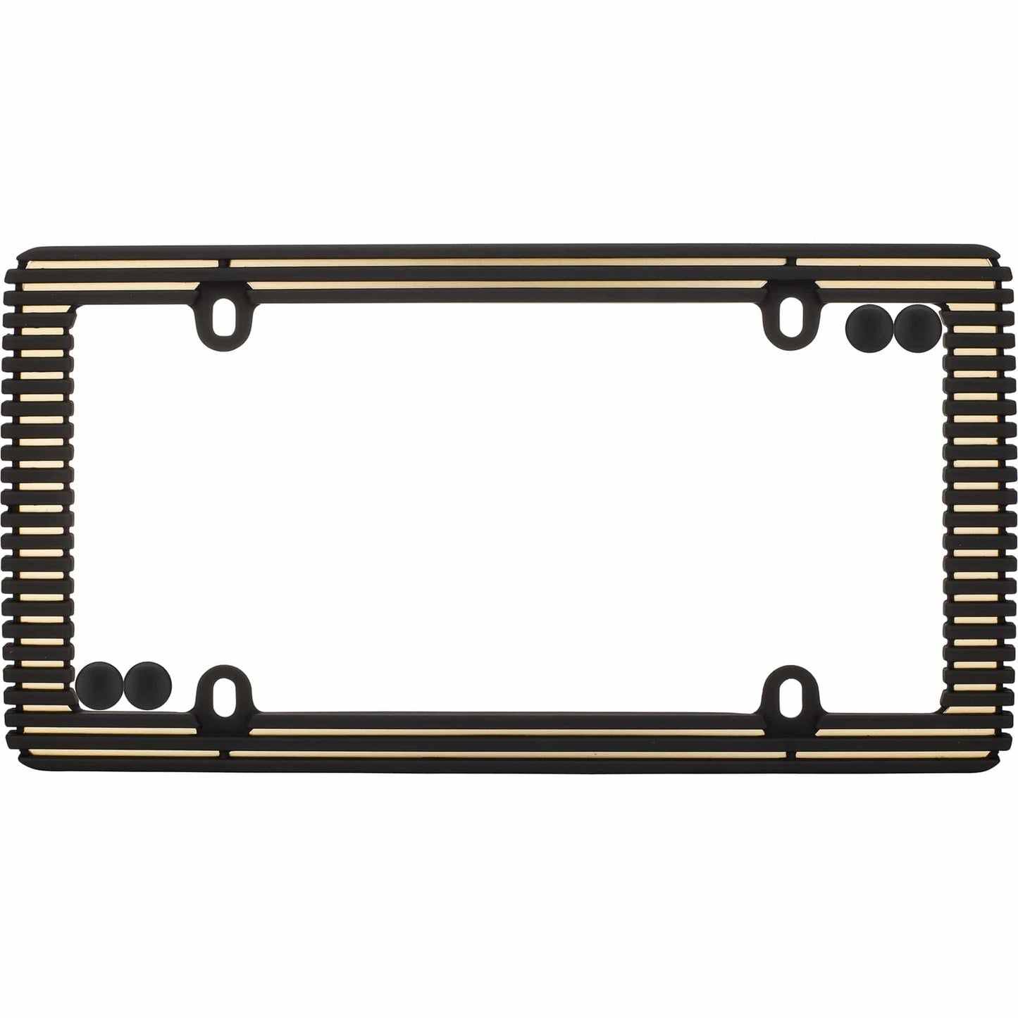 Billet License Plate Frame, Black/Gold (with fastener caps)