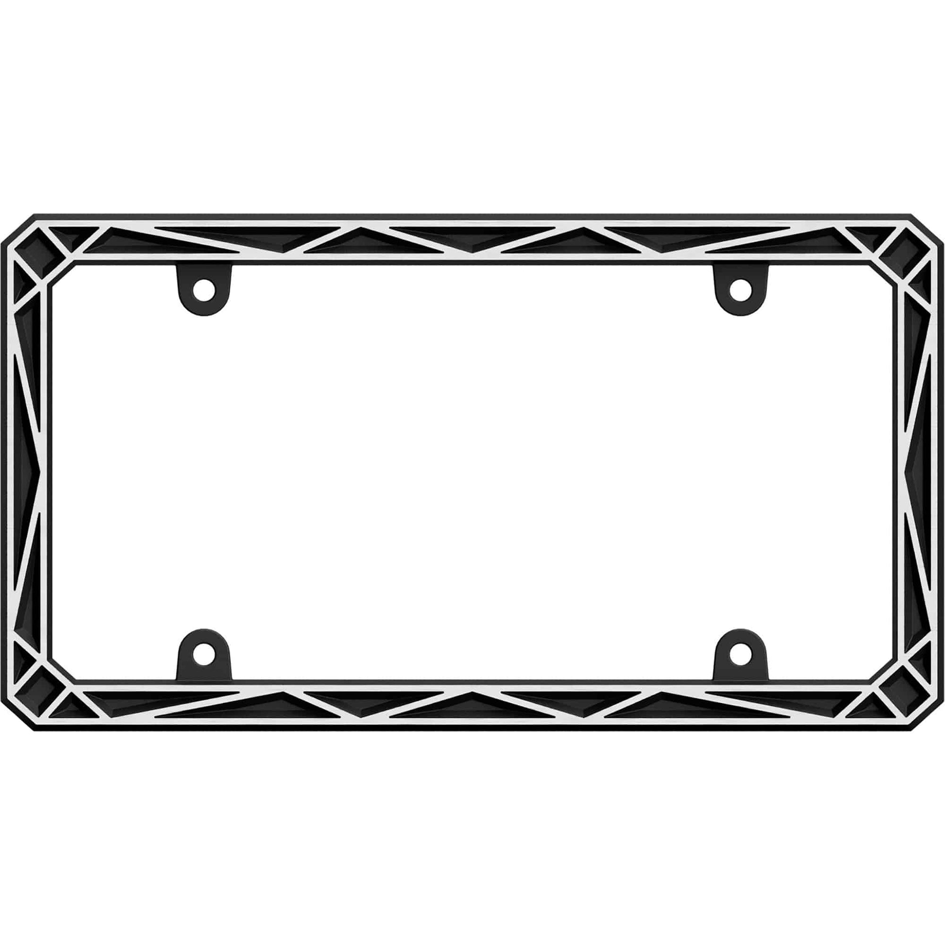 Geometric License Plate Frame, Black/Chrome