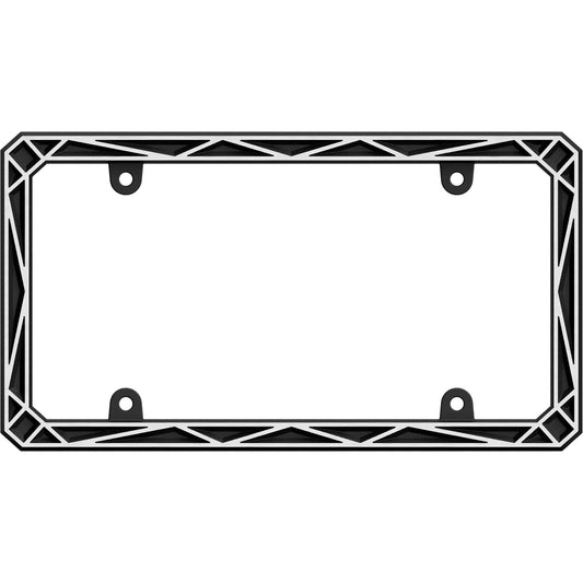 Geometric License Plate Frame, Black/Chrome