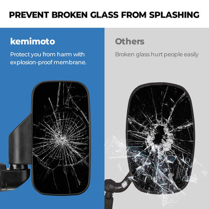 Polaris Ranger/ Defender Adjustable Break Away Side Mirrors & Rear View Mirror - KEMIMOTO