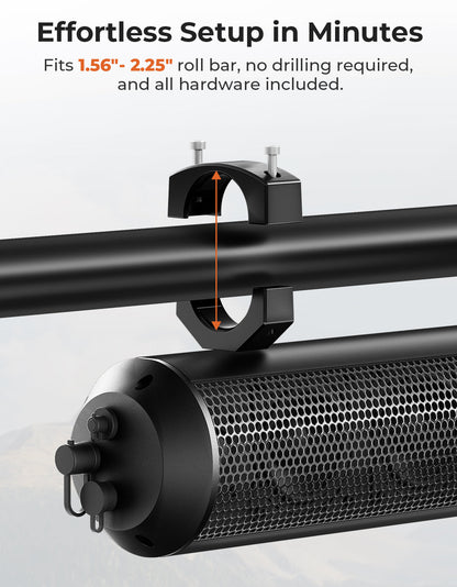 6 Speaker UTV Bluetooth Sound Bar for Can Am Maverick X3/ RZR w/ 1.56"-2.25" Roll Bar - Kemimoto