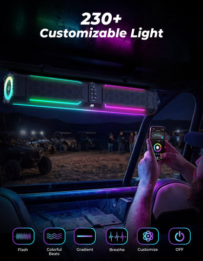 Kemimoto Midnight 80 Gen2 UTV Soundbar with 230+ Customizable Lights