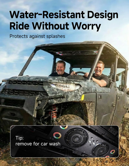 Overhead Fan with RGB for UTV with 57-42 Inch Roof Width for Polaris Ranger, RZR, Can-Am Defender, CFMOTO Uforce - Kemimoto