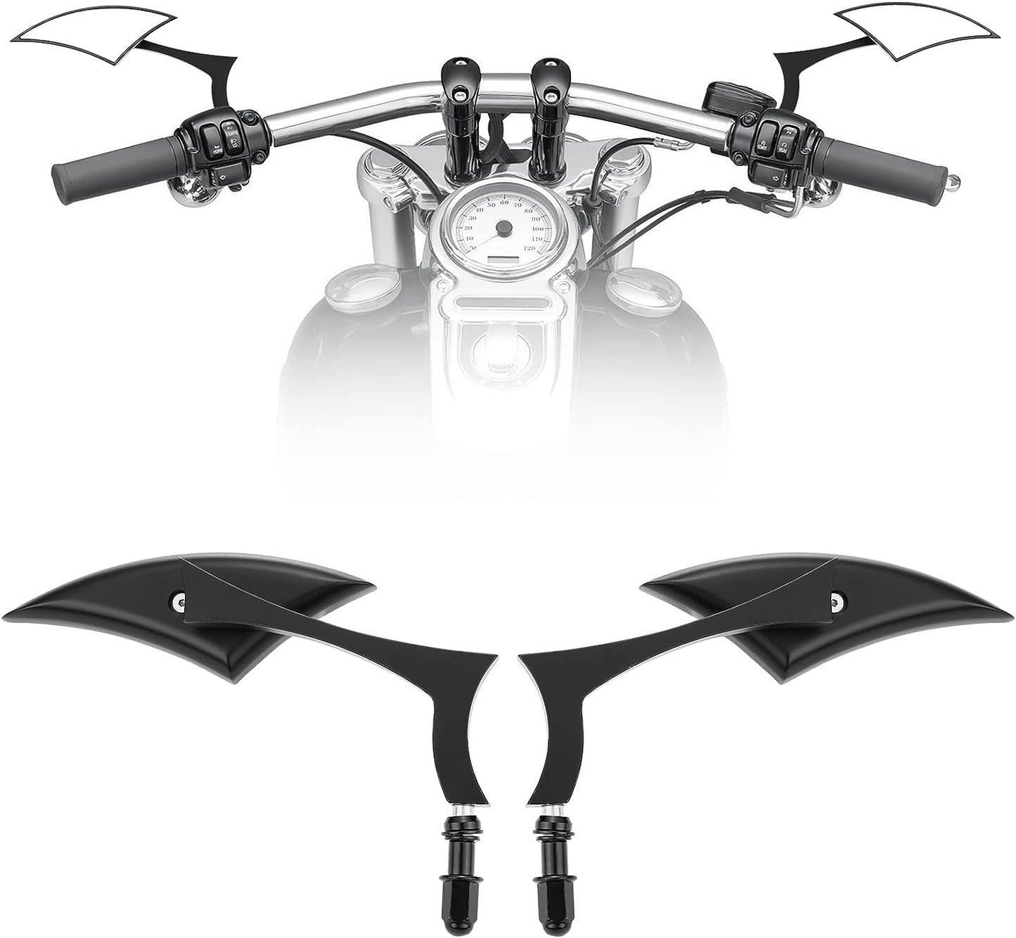 Black Spear Blade Mirrors for Street Glide Electra Glide Softail Dyna - Kemimoto