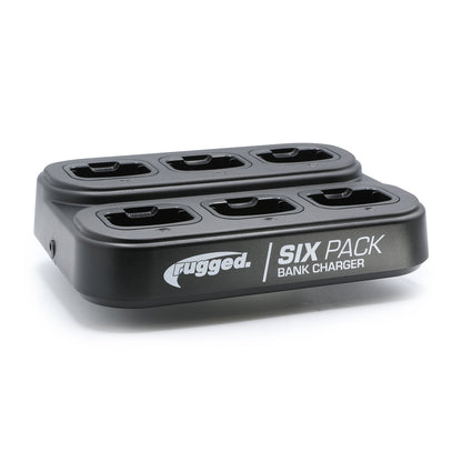 6 Pack - Rugged GMR2 PLUS - GMRS and FRS Two Way Handheld Radios with Bank Charger - Safety Orange