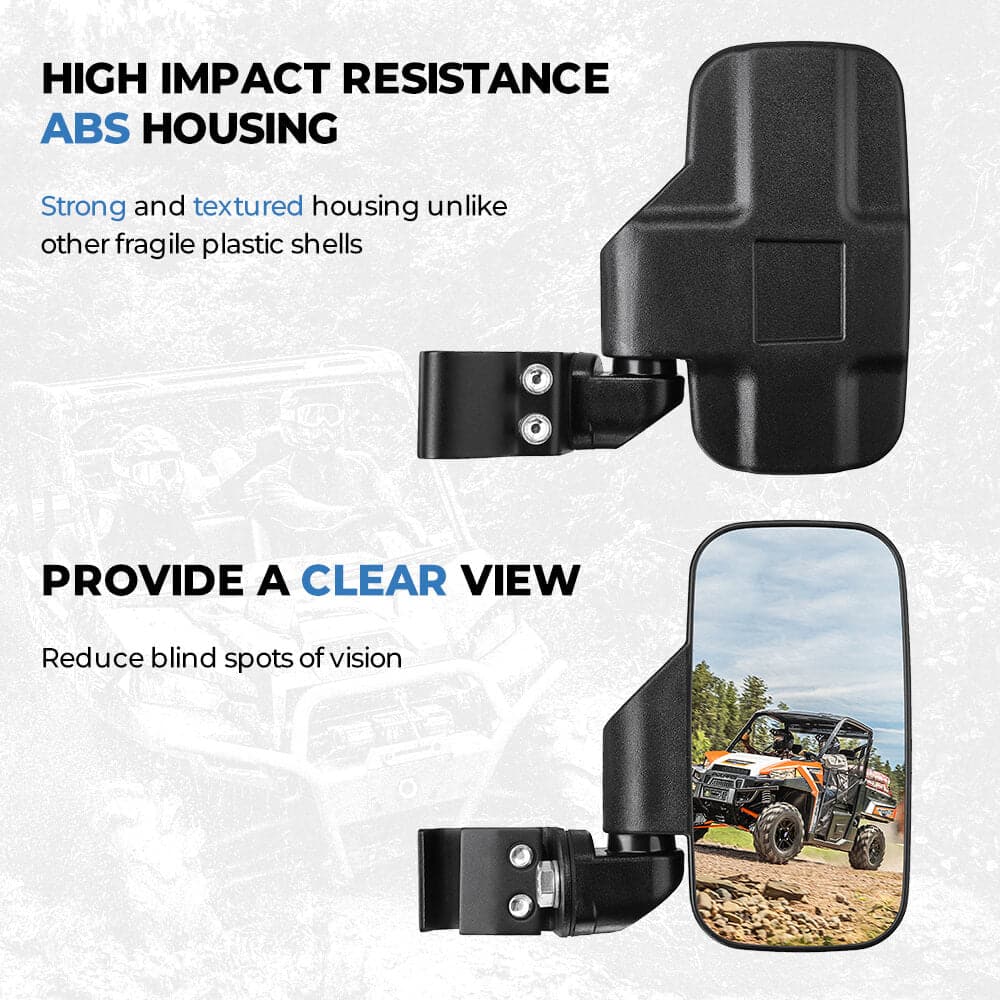 Polaris Ranger/ Defender Adjustable Break Away Side Mirrors & Rear View Mirror - KEMIMOTO