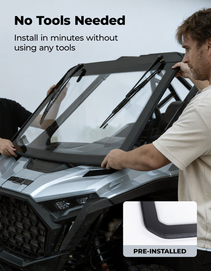 PRO XP Glass Windshield with 2 Manual Wipers for Polaris RZR PRO XP/XP4/PRO S/S4 (2025-2026) - Kemimoto