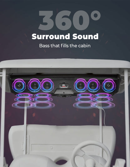 Midnight 90 Roof 34" Golf Cart Bluetooth Sound Bar RGB Lights 400W Waterproof Speaker - Kemimoto