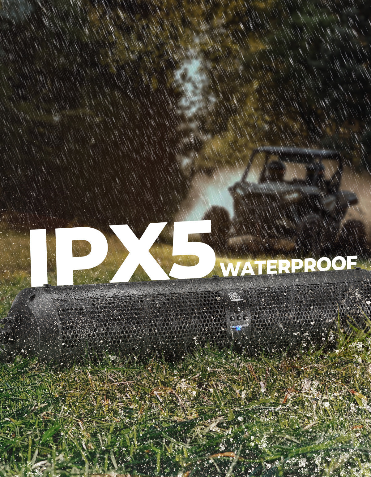 6 Speaker UTV Bluetooth Sound Bar for Can Am Maverick X3/ RZR w/ 1.56"-2.25" Roll Bar - Kemimoto