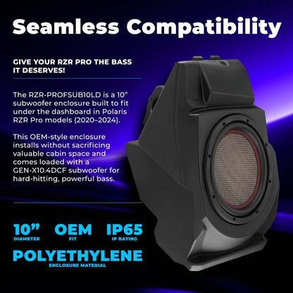DS18 RZR Pro 20-24 Under Dashboard Subwoofer Enclosure 1 x GEN-X104DCF Included IP65 OEM Fit