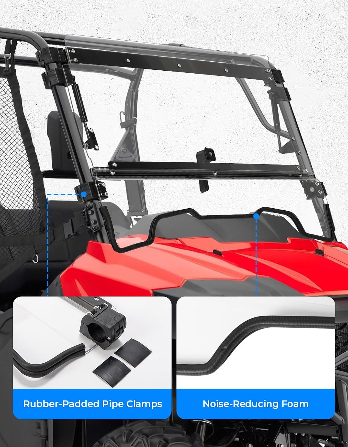 UTV 2-IN-1 Flip Windshield for Honda Pioneer 700 / 700-4 - Kemimoto