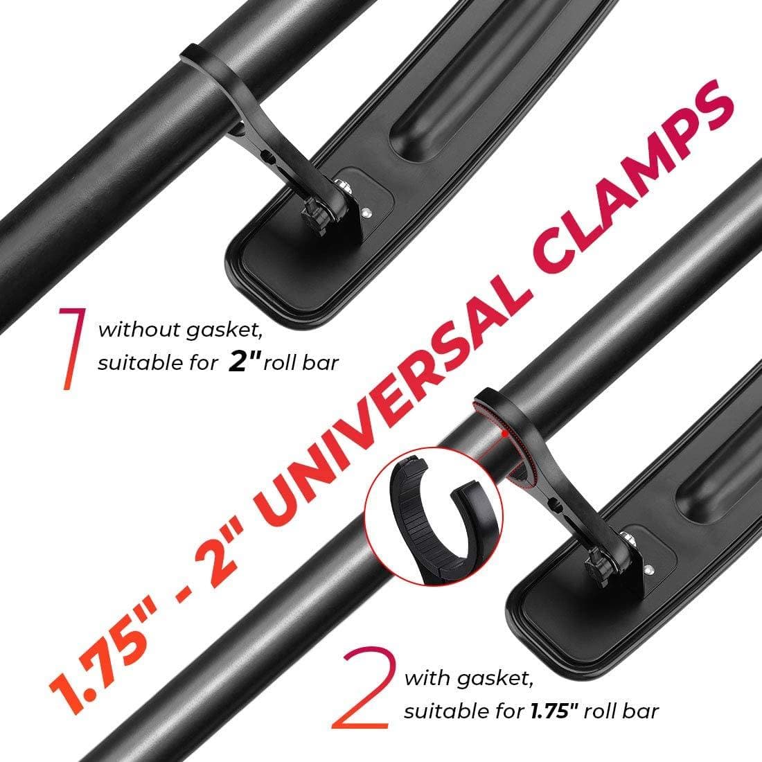 17" Wider Universal UTV Center Rearview Mirror For 1.75-2 inch Roll Bar - KEMIMOTO