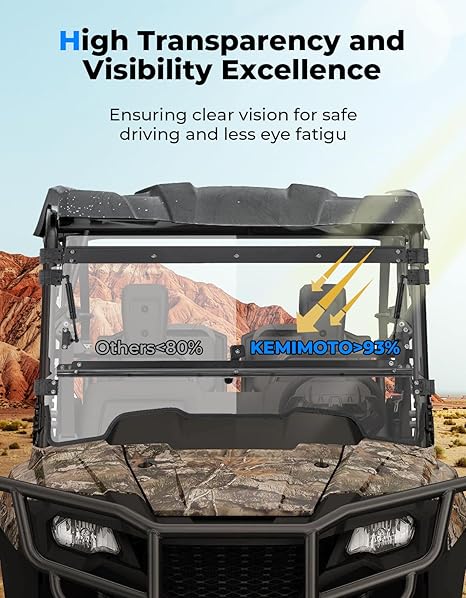 UTV 2-IN-1 Flip Windshield for Honda Pioneer 700 / 700-4 - Kemimoto