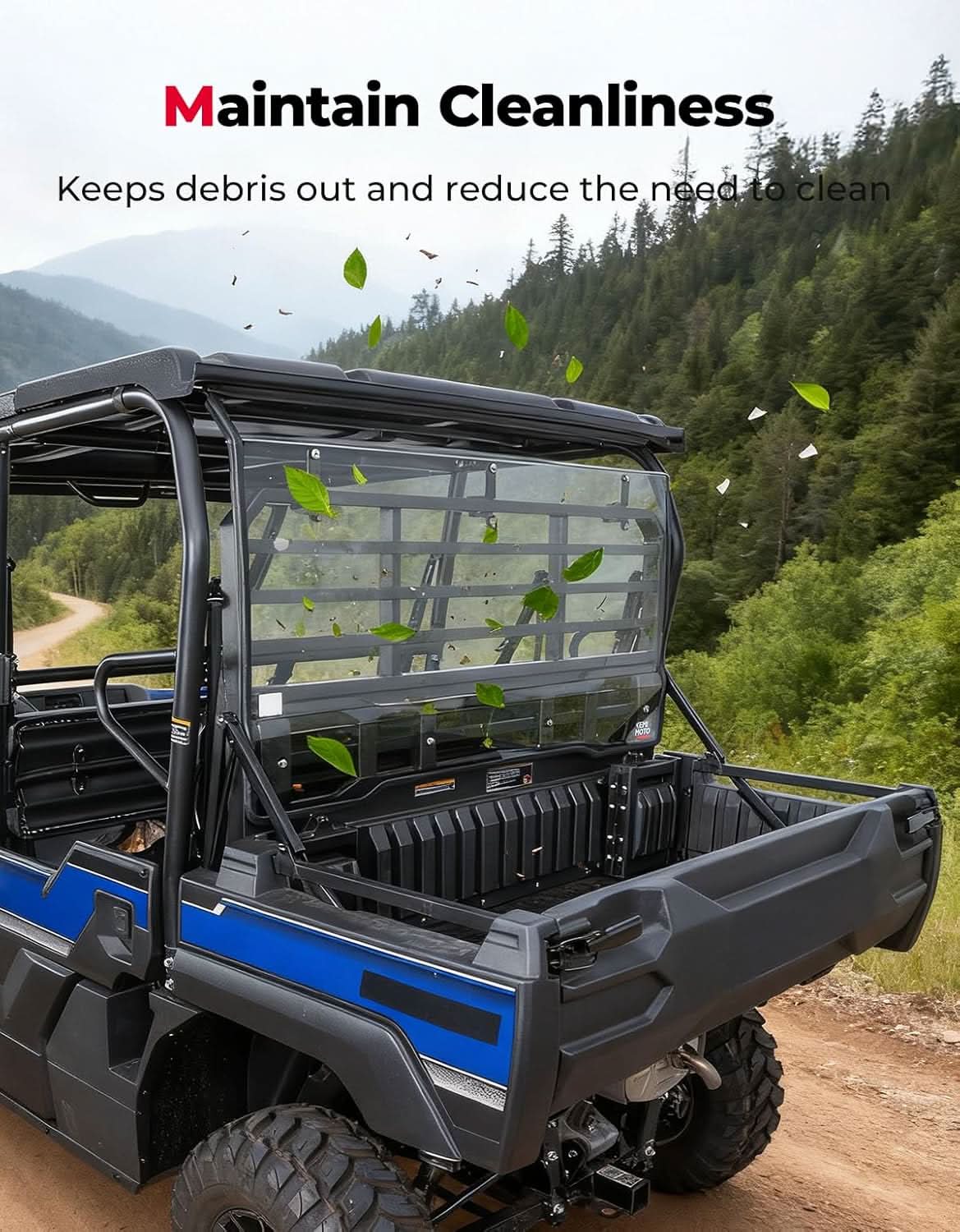 UTV Rear Windshield For Kawasaki Mule Pro - Kemimoto