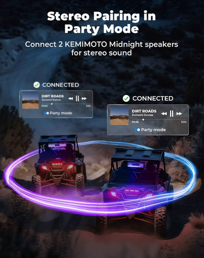 KEMIMOTO Midnight SL40B 16'' RGB UTV Sound Bar 300W Peak Power w/ Battery IP66