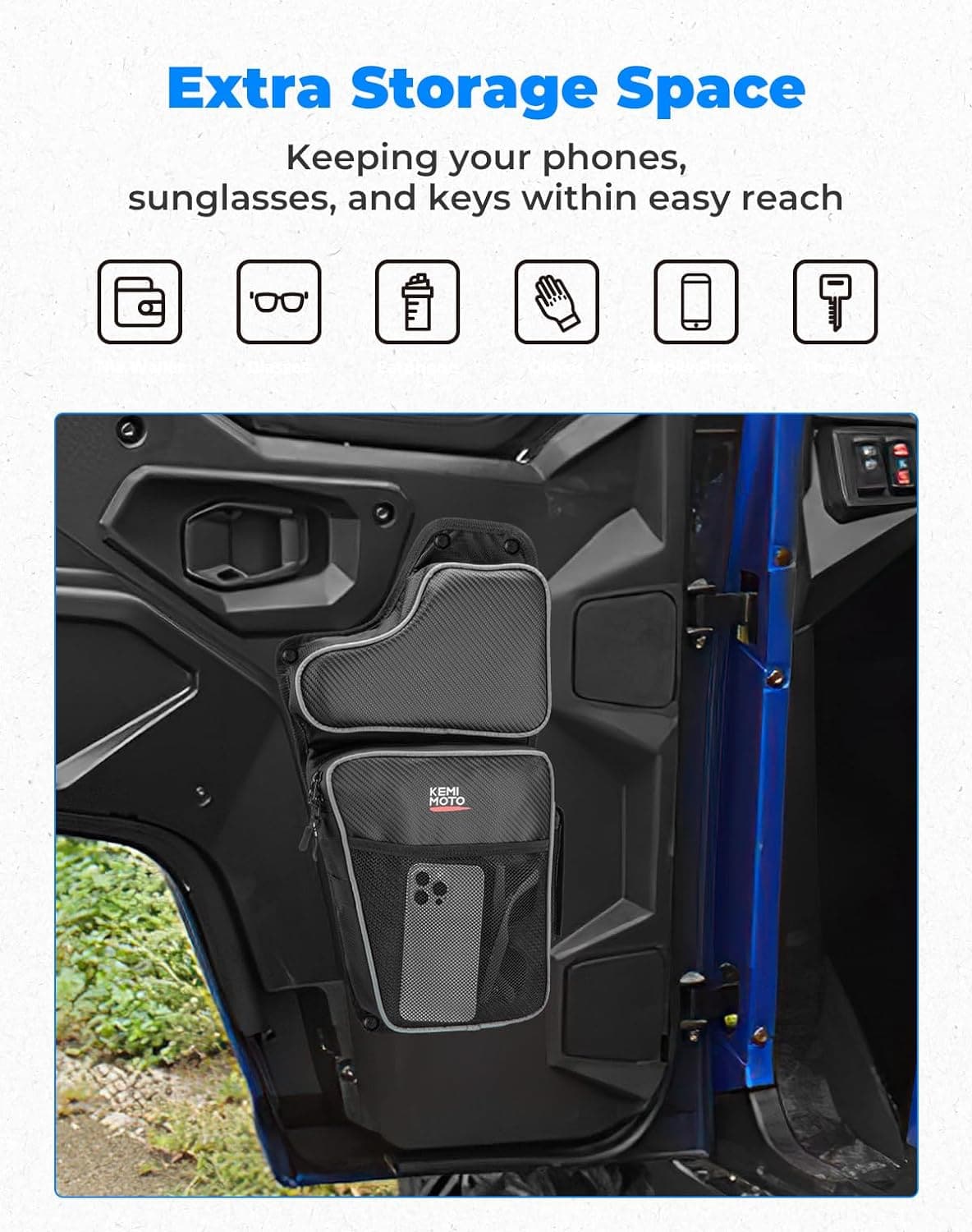 Front Lower Door Bags with Knee for Polaris General 1000/4 2016-2025, 2PCS