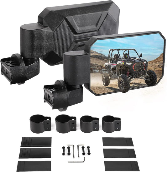 UTV Rear View Side Mirrors for 1.6" -2" Polaris RZR Honda Pioneer Kawasaki Teryx - Kemimoto