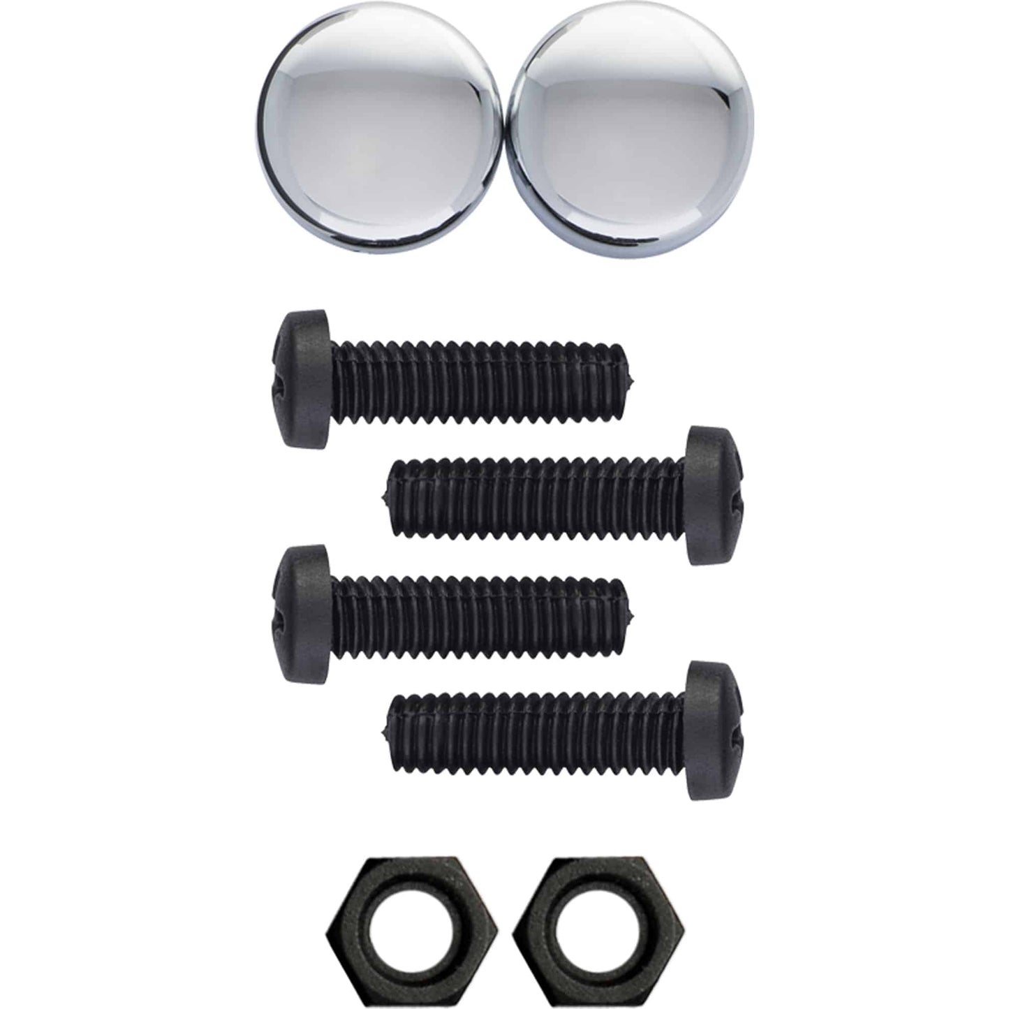 Black Nylon License Plate Fasteners (with Chrome Caps)