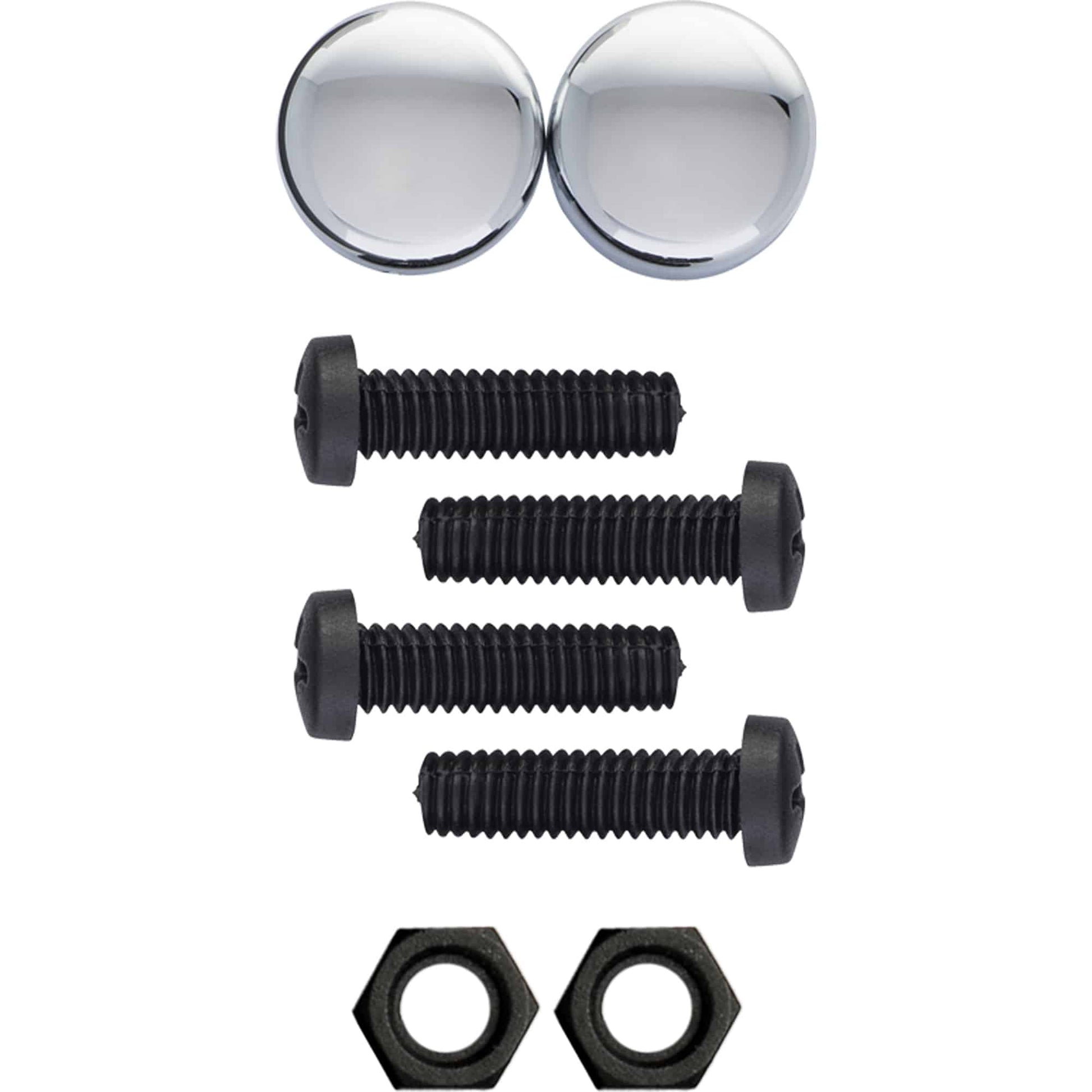 Black Nylon License Plate Fasteners (with Chrome Caps)
