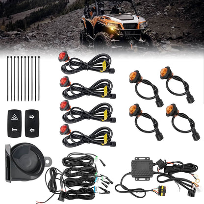 UTV Turn Signal Kit with 110D Horn for Polaris, Can-Am, Kawasaki, CFMOTO - Kemimoto