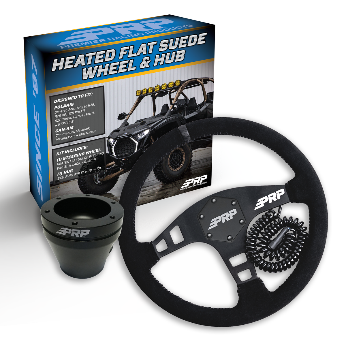 PRP Heated Flat Suede Steering Wheel Kit with UTV Hub