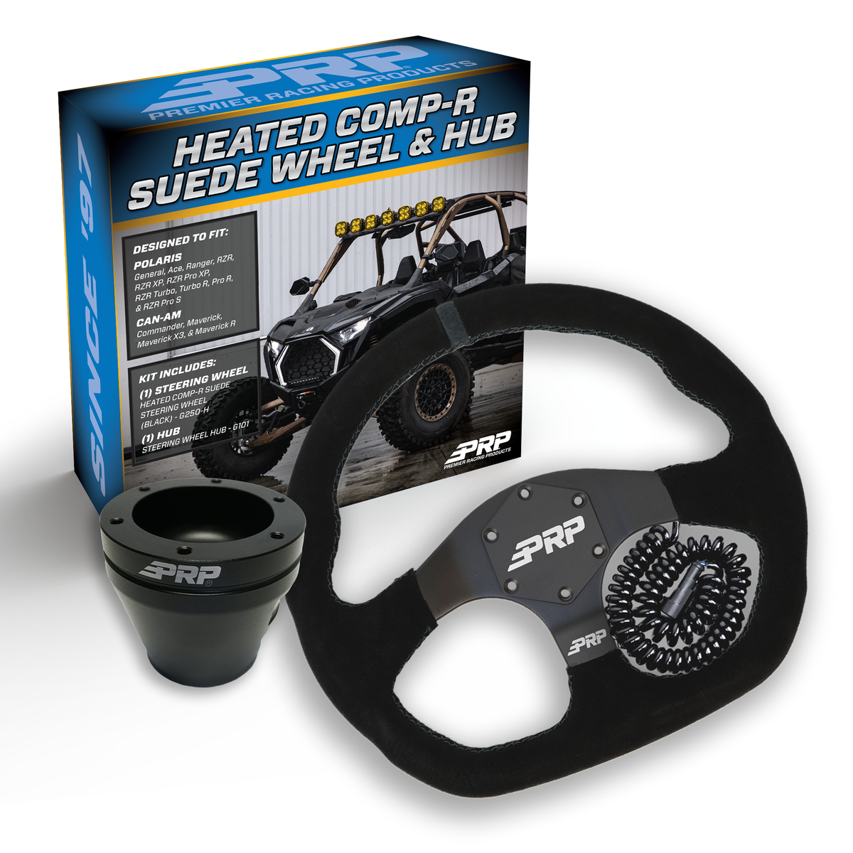PRP Heated Suede D-Shape Steering Wheel Kit with UTV Hub