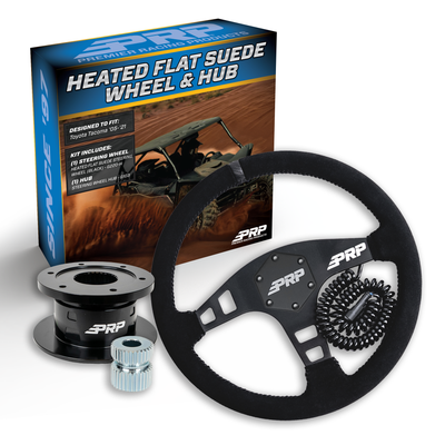 PRP HeatedFlat Suede Steering Wheel Kit with Quick Release Hub for Yamaha YXZ, Viking, Wolverine, Rhino