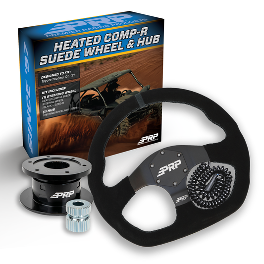 PRP Heated Suede D-Shape Steering Wheel Kit with Quick Release Hub for Yamaha YXZ, Viking, Wolverine, Rhino