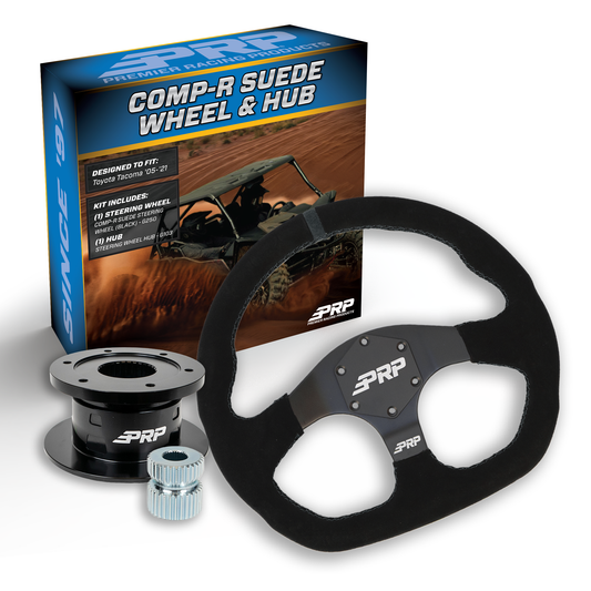 PRP Suede D-Shape Steering Wheel Kit with Quick Release Hub for Yamaha YXZ, Viking, Wolverine, Rhino